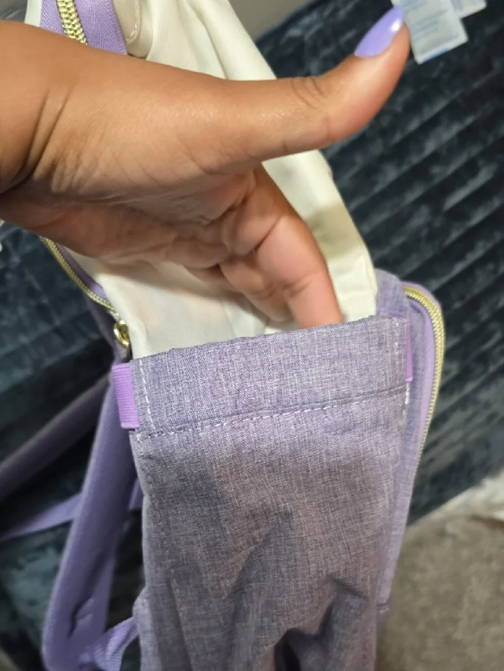 Lavender & Cream Women’s Convertible Backpack Tote by Lanneak